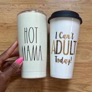 Cute White and Gold Insulated Tumblers Set